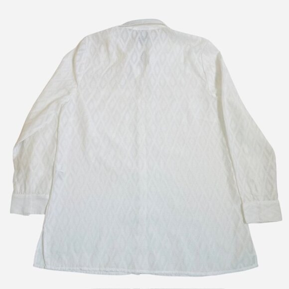 CHICO'S Textured Diamond Jacquard Button-Front Long Sleeve Blouse, Medium - NWT - Picture 4 of 10